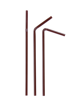 Three brown straws isolated on white background