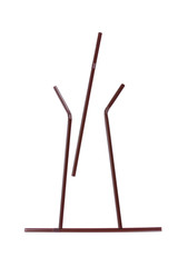 Brown straws with glass concept isolated on white background