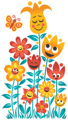 Small Garden / Small cartoon garden over white background. No transparency and gradients used. 