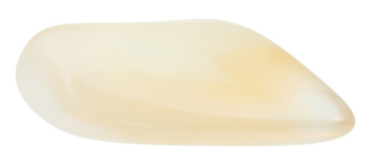 pebble of yellow Moonstone gemstone isolated