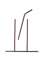 Brown straws with long glass concept isolated on white backgroun