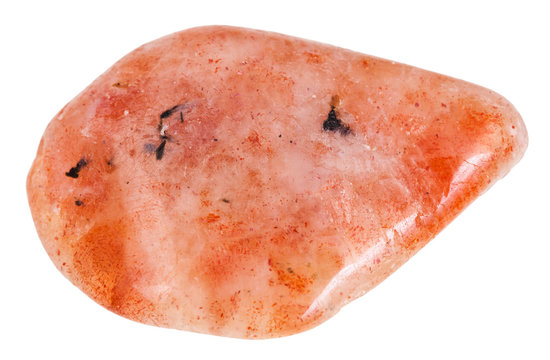 polished Sunstone (Heliolite) gemstone isolated