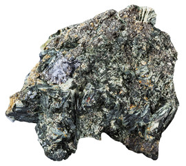 gray crystal of Molybdenite on Amphibole rock