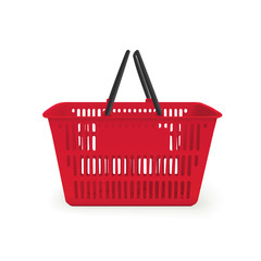 Realistic red isolated vector shopping basket
