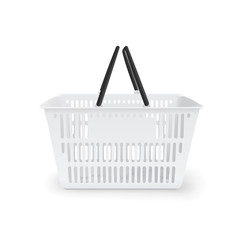 Realistic white isolated vector shopping basket
