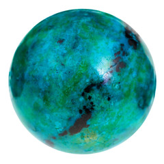 bead from green and blue chrysocolla gemstone
