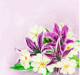 Painted flower background for invitation or greeting cards
