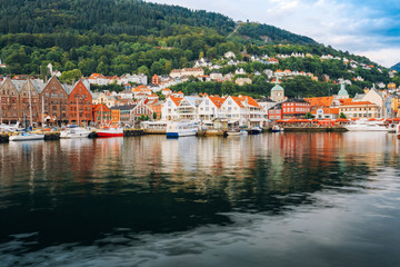 Cityscape of Bergen, Norway. Architecture Background