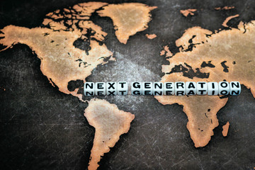NEXT GENERATION on grunge world map