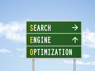 3d illustration search engine optimization road sign