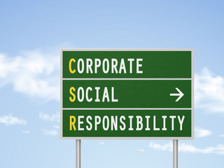 Fototapeta premium 3d illustration corporate social responsibility road sign