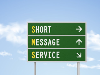 Fototapeta premium 3d illustration short message service road sign