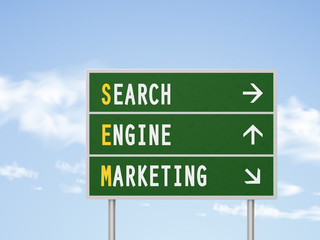 Fototapeta premium 3d illustration search engine marketing road sign