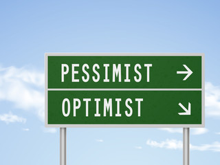 Fototapeta premium 3d illustration road sign with pessimist and optimist