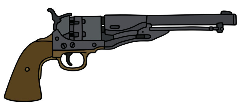 Classic Wild West handgun / Hand drawing, vector illustration
