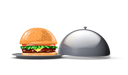 Serving tray for food with burger