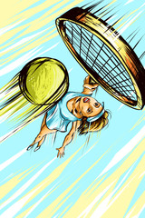 Tennis player jumping