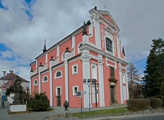 Fototapeta na wymiar Holy Trinity Church in the Klasterec nad Ohri, Northern Bohemia, Czech republic