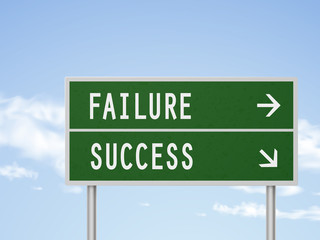 Fototapeta premium 3d illustration road sign with failure and success