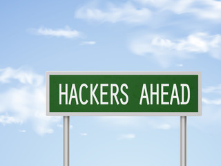 3d illustration hackers ahead road sign