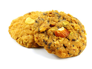whole grains cookies isolated on white background