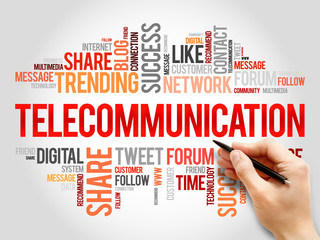 Telecommunication word cloud, business concept