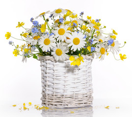 Plakaty  kosz z wiosennymi kwiatami