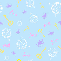 Alice in Wonderland. Seamless pattern