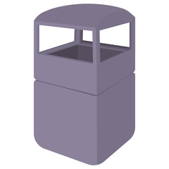 Grey empty steel bin icon, cartoon style