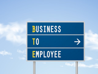 3d illustration business to employee road sign