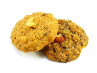 whole grains cookies isolated on white background