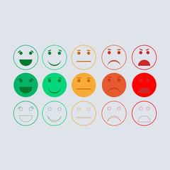 Feedback vector concept.  Feedback in form of emotions smileys emoji. User experience. Feedback flat icon. Customer feedback. Review of consumer