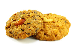 whole grains cookies isolated on white background