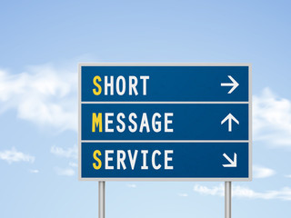 3d illustration short message service road sign