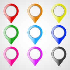 Set of colored map pointers