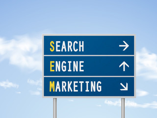 Fototapeta premium 3d illustration search engine marketing road sign