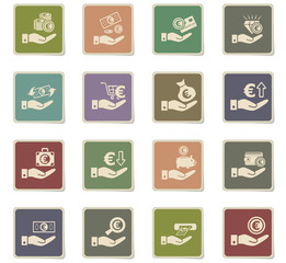 Fototapeta premium hand and money icon set