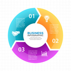 Vector circle arrows infographic, diagram, graph, presentation, chart. Business cycle concept with 3 options, parts, steps, processes. Info graphic data template.