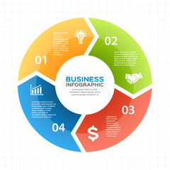 Vector circle arrows infographic, diagram, graph, presentation, chart. Business cycle concept with 4 options, parts, steps, processes. Info graphic data template.