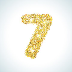 Seven number in golden style. illustration gold design