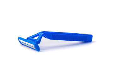 Blue shaver isolated on white background