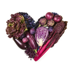 Heart of blue and purple  fruits and vegetables