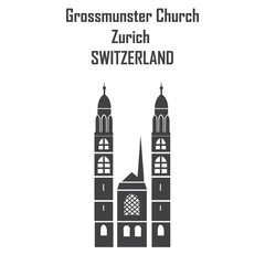 Grossmunster Church in Zurich old town, on the river side of Lim