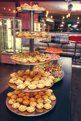 catering services background with snacks and food in restaurant