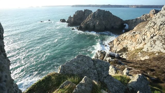 View of the Arch of the Anse de Dinan in Crozon, Brittany, France