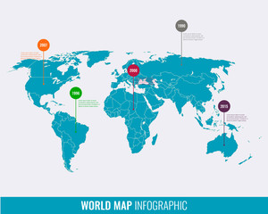 Fototapeta na wymiar World map infographic template. All countries are selectable