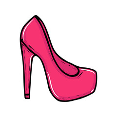 Beautiful hand drawn women's high heel shoes. Fashionable women's shoes.