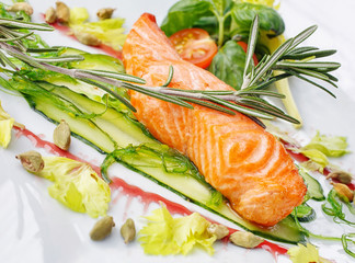 appetizing restaurant food on  white background