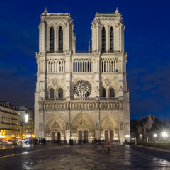 Fototapeta na wymiar Kathedrale Notre Dame in Paris zur Blauen Stunde
