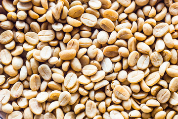coffee beans on the white ground